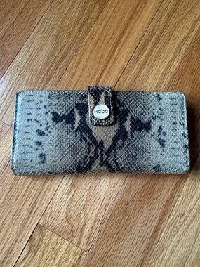 HOBO Snake-Print Wallet in Beige and Black